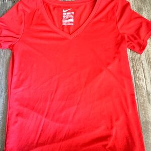 Nike Women's Bright Red V-Neck Tee